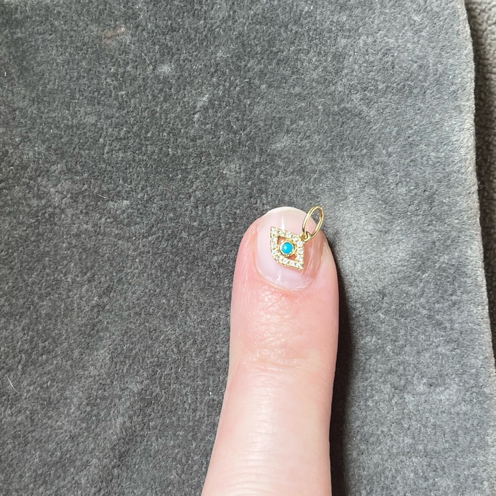 Gold Turquoise Square Charm Pendant for Women